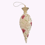 Vintage Venetian Style Floral Glass Christmas Ornament Pink Gold Handcrafted 6”