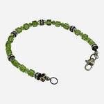 Green and Clear Crystal Beads Bracelet with Heart Clasp NIB
