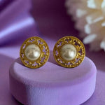 Vintage Ornate Gold-Tone and White Faux Pearl Statement Clip-On Earrings NWOT