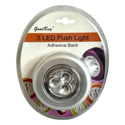 Good Buy 3-LED Push Lights Adhesive Back Battery Operated New SEALED Lot of 2
