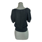 Catherine Malandrino Black Cropped Sweater Sz S Short Sleeve Button Cardigan VG