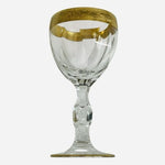 Pair Vintage Bohemian Gold Encrusted Cut Crystal Shot Glasses 4.25" Unsigned EXC