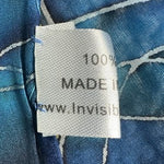 Invisible World Women's 100% Silk Hand Painted Floral Scarf Blue 16”x54” New