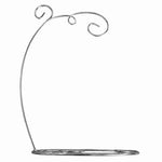 Silver Metal Scroll Ornament Display Stand 9.75 In Curved Wire Hook Holder G+