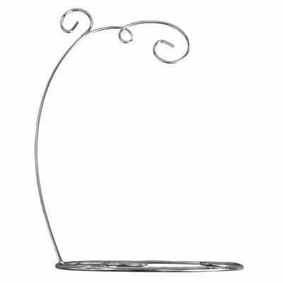 Silver Metal Scroll Ornament Display Stand 9.75 In Curved Wire Hook Holder G+