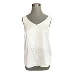 EKOUAER Women's White Satin V-Neck Sleeveless Shell Blouse Size S Lined NWT