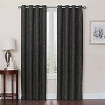 Quinn Total Blackout Grommet Top Curtain Panel 50x63 BLACK Energy Efficient NIB