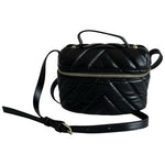 Zara Mini Quilted Leatherette Crossbody Bag Black Zipped Top 6.5x3x5 Adjustable