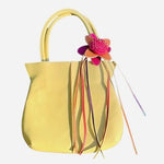 Mellow World Pink Orange Leather Flower Bag Charm Accessory Excellent Condition