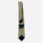 Tommy Hilfiger Men's Silk Tie Yellow & Navy Blue Grid Geometric Pattern Preppy