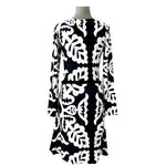Desigual Women's Gray Black Fit Flare Dress M Embroidered Flower Long Sleeve EXC