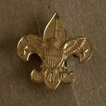 Vintage BSA Boy Scouts Pin Fleur De Lis Eagle Crest Latch Clasp Gold Tone