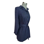 Vintage Clues Collection NY Paris Belted Jacket 4P Dark Blue Rayon Acetate VG