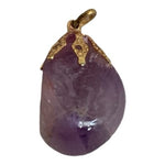 Natural Purple Amethyst Tumbled Stone Pendant Gold Tone Cap Jewelry