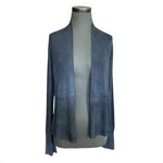 Eileen Fisher Women's Gray Blue Tie Dye Knit Open Cardigan Sweater Sz S Long VG