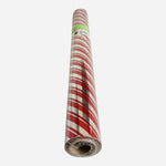Holiday Foil Gift Wrap Candy Cane Stripe Red Silver 40 Sq Ft Roll NIP