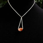 MWS 925 Sterling Silver Lariat Y-Necklace Natural Carnelian Gemstone Pendant 18"