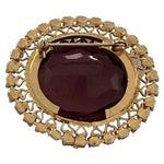 Vintage Brooch GoldTone Oval Purple Crystal Brooch Victorian Amethyst Pin Brooch