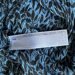 MANGO Textured Floral Pattern Sheer Mini Dress Blue Black V-Neck Dress Sz M EXC