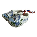 Pair Dutch Mini Ceramic Clogs Souvenir Holland Windmill Design Vintage