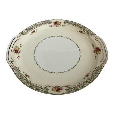 Vintage Japan Hand-Painted Porcelain Handled Cake Serving Plate 10.5x10" EXC