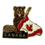 Vintage Canada Beaver Canadian Flag Enamel Metal Souvenir Magnet 2x2" VG