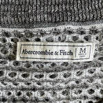 Abercrombie Fitch Open Knit Sweater Gray White Cable Braid V-Neck Womens M VG