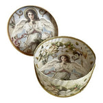Lady Bowman Co Elizabeth Brownd Angel Christmas Hat Box Round 11" Vintage EXC