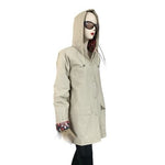 Chromatics by Totes Hooded Rain Jacket Floral Lined Khaki Womens S  Vintage VG