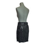 Sinequanone Sequin Embellished Pencil Mini Skirt Black One Size S-L Stretch EXC