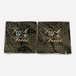 Trick or Treat Halloween Beverage Napkins Lot of 2 Gold Spider NIP