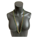 HongKong Gold Tone Chain Necklace Green Beads Multilayered Oversized Jewelry 32"