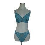 Victoria's Secret Vintage Floral Lace Bra Set Green 36D/L Underwire Lingerie