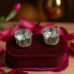 Round Crystal Clear Stud Earrings Classic Sparkle Jewelry NWOT
