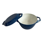 COPCO Blue Enamel Cast Iron Casserole Baker With Lid Dutch Oven Pot 4.25”x9”