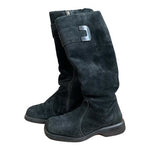 Women’s Black Suede Leather Zip Side Boots Low Platform EU37 Fits US 6 Shearling