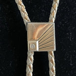 Vintage Gold Tone Square Pendant Crystal Bolo Tie Western Jewelry