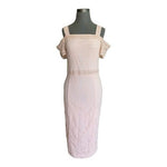 RACHEL Rachel Roy Cold Shoulder Lace Midi Dress Size 6 Pale Pink Floral NWT