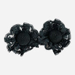 Vintage Black Lace 2.5" Flower Shoe Clips Set of 2 Womens Accessory VG Condition
