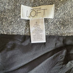 Ann Taylor LOFT Grey Wool Silk Blend Tweed Skirt S 8 Knee Length Beaded Lace EXC