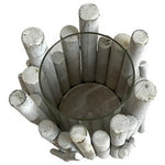 Rustic Driftwood Log Hurricane Candle Holder Glass Insert Coastal Farmhouse 6"
