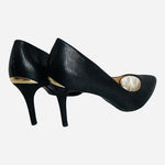 Calvin Klein Kamara Black Snake Embossed Pointed Toe Stiletto Pump Size 7 VG