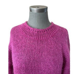 Vintage RAFAELLA Mohair Wool Sweater M Magenta Pink Oversized Long Sleeve EXC