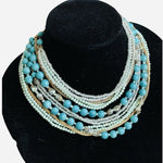 Vintage Multi-Strand Turquoise and Beaded Layered Statement Necklace Excellent