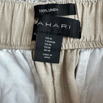 Tahari Women's Beige Linen High-Rise Shorts S M 2-Button Elastic Waist 4-Pockets
