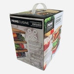 Prime Cuisine Glass Bento Box 3 Pack 2-Compartment Bamboo Lids NIB