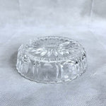 Vintage Pressed Glass Round Trinket Dish Starburst Sawtooth Rim 5.5x1.5" EXC