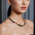 Magnetic Hematite Wrap Necklace Bracelet Green Crystal Beads New In Box