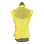 Worthington Yellow Ruffle V-Neck Blouse Cami Set Sheer Sleeveless Womens Sz M VG