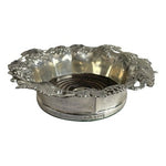 Silver Plated English Wine Bottle Coaster Grape Leaves Design Vintage